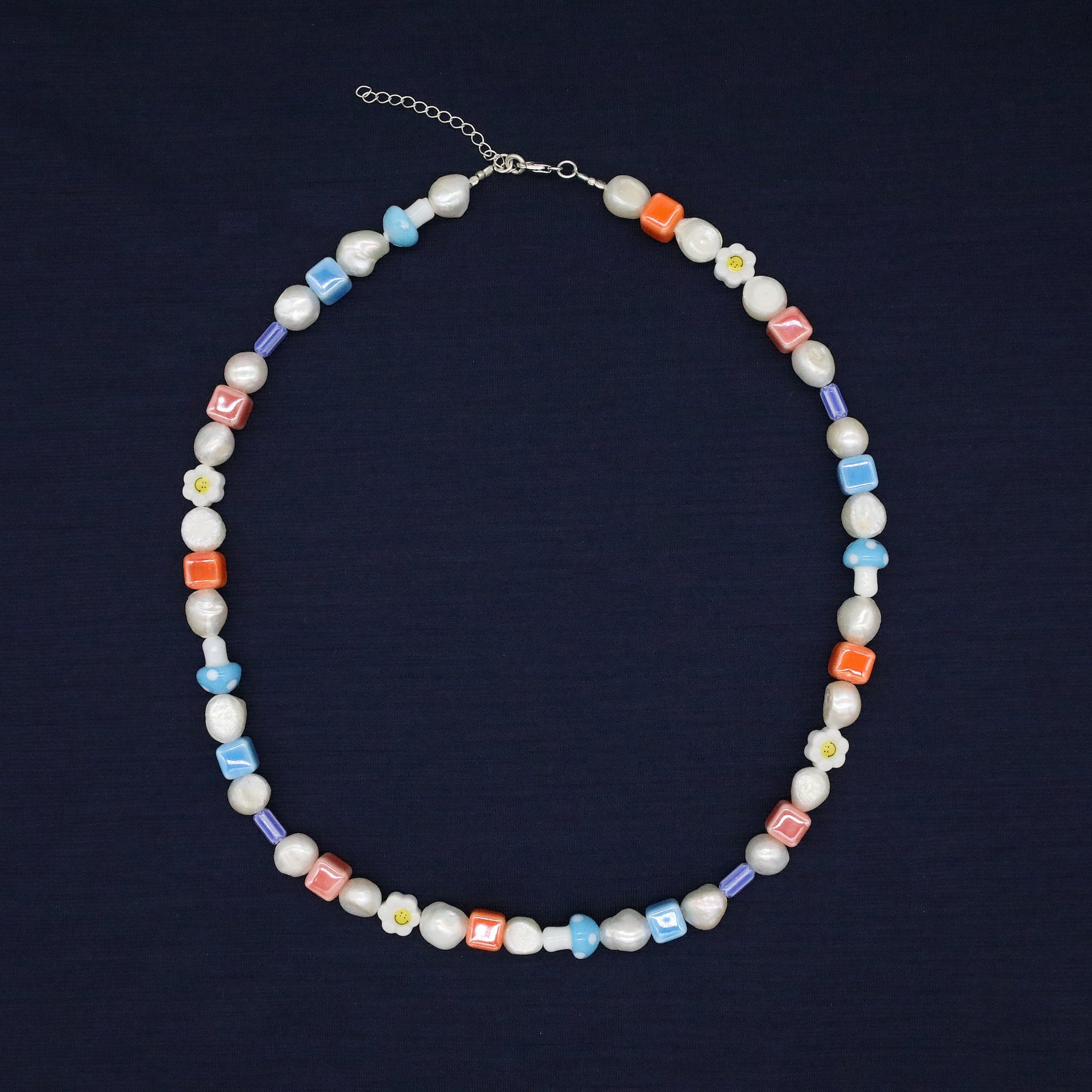 Maxi Necklace With Freshwater Pearls And Glass Beads-Necklace-Kompsós