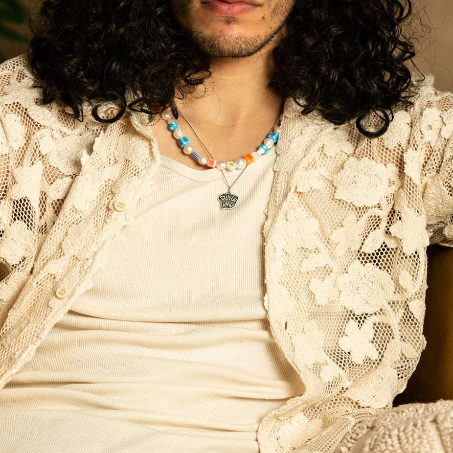 Maxi Necklace With Freshwater Pearls And Glass Beads-Necklace-Kompsós