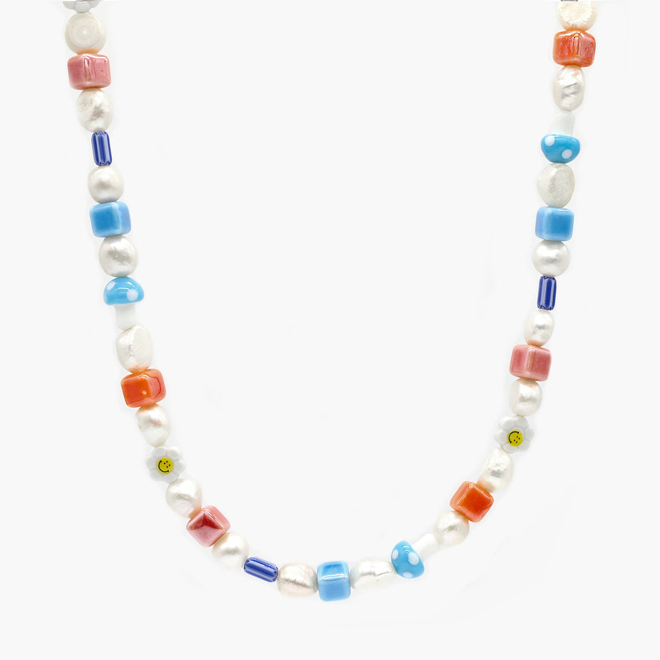 Maxi Necklace With Freshwater Pearls And Glass Beads-Necklace-Kompsós
