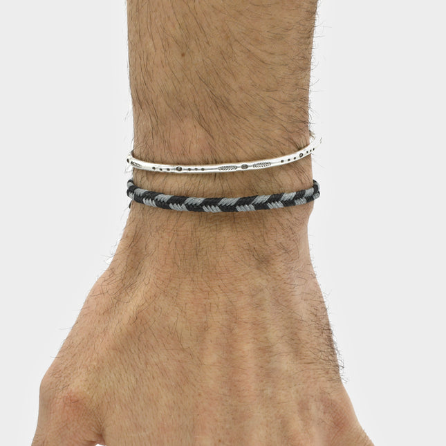 Mini Braided "Java" Bracelet (Black/Grey)-Jewelry-Kompsós