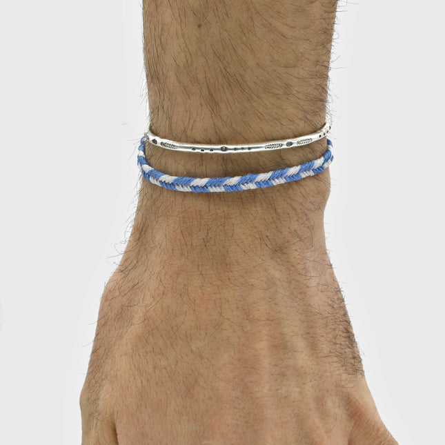 Mini Braided "Java" Bracelet (Light Blue/White)-Jewelry-Kompsós