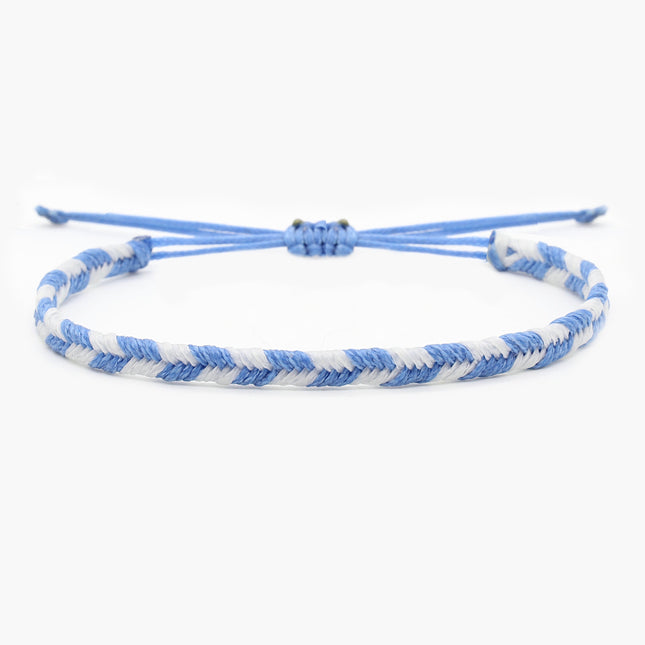Mini Braided "Java" Bracelet (Light Blue/White)-Jewelry-Kompsós