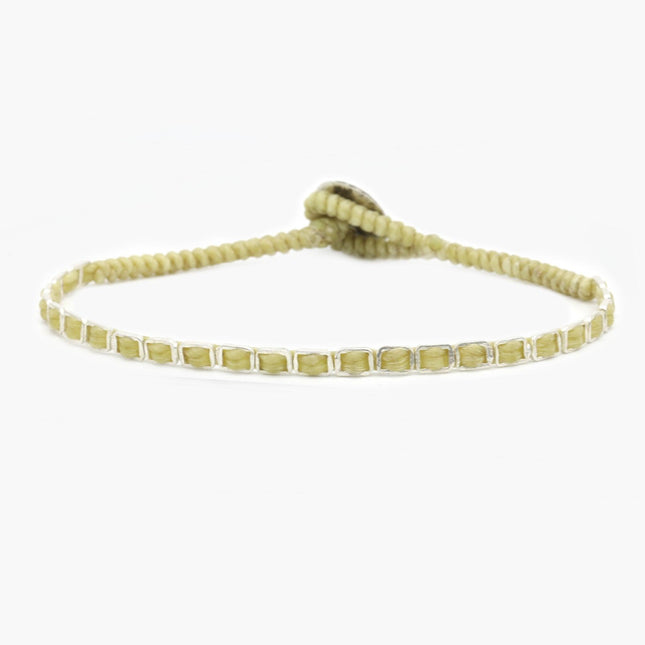 Mini Braided "Matubo" Silver Bracelet (Cream)-Jewelry-Kompsós