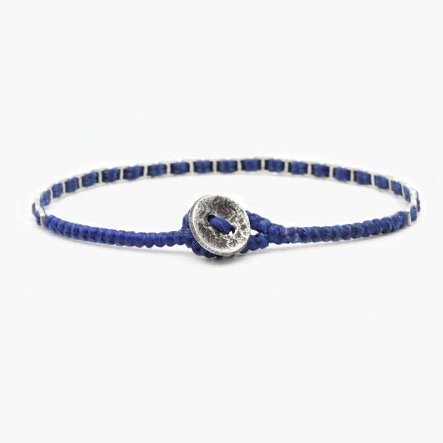 Mini Braided "Matubo" Silver Bracelet (Navy)-Jewelry-Kompsós