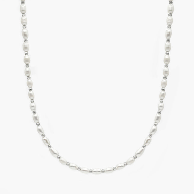 Mini Freshwater Pearls Necklace With Silver Beads-Necklace-Kompsós