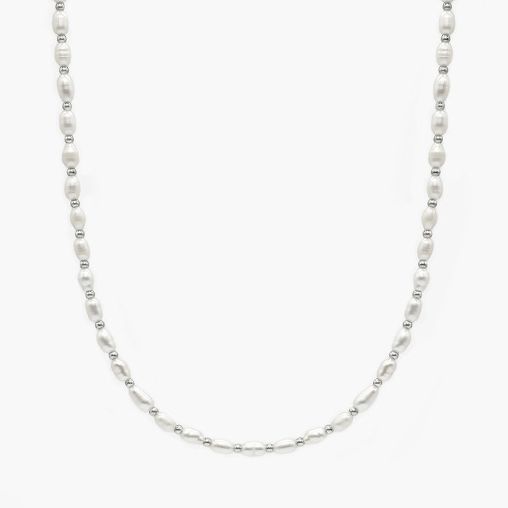 Mini Freshwater Pearls Necklace With Silver Beads-Necklace-Kompsós
