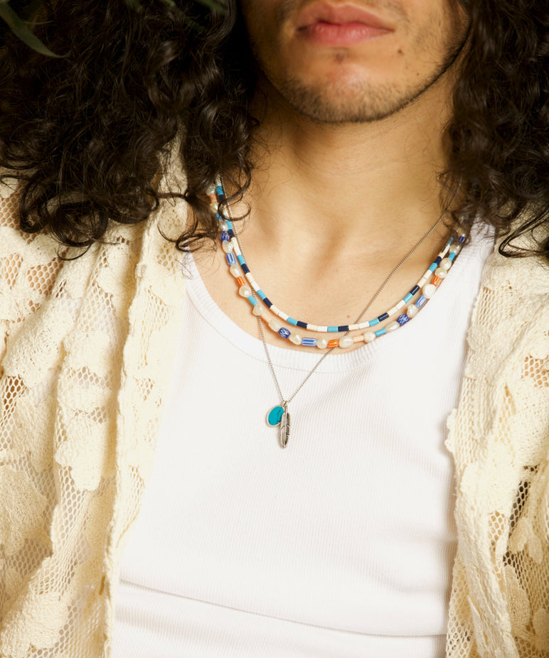 Mini Necklace With Freshwater Pearls And Glass Beads-Necklace-Kompsós