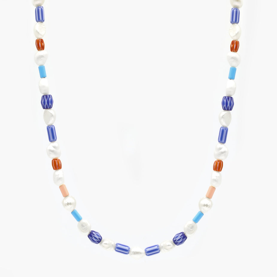 Mini Necklace With Freshwater Pearls And Glass Beads-Necklace-Kompsós