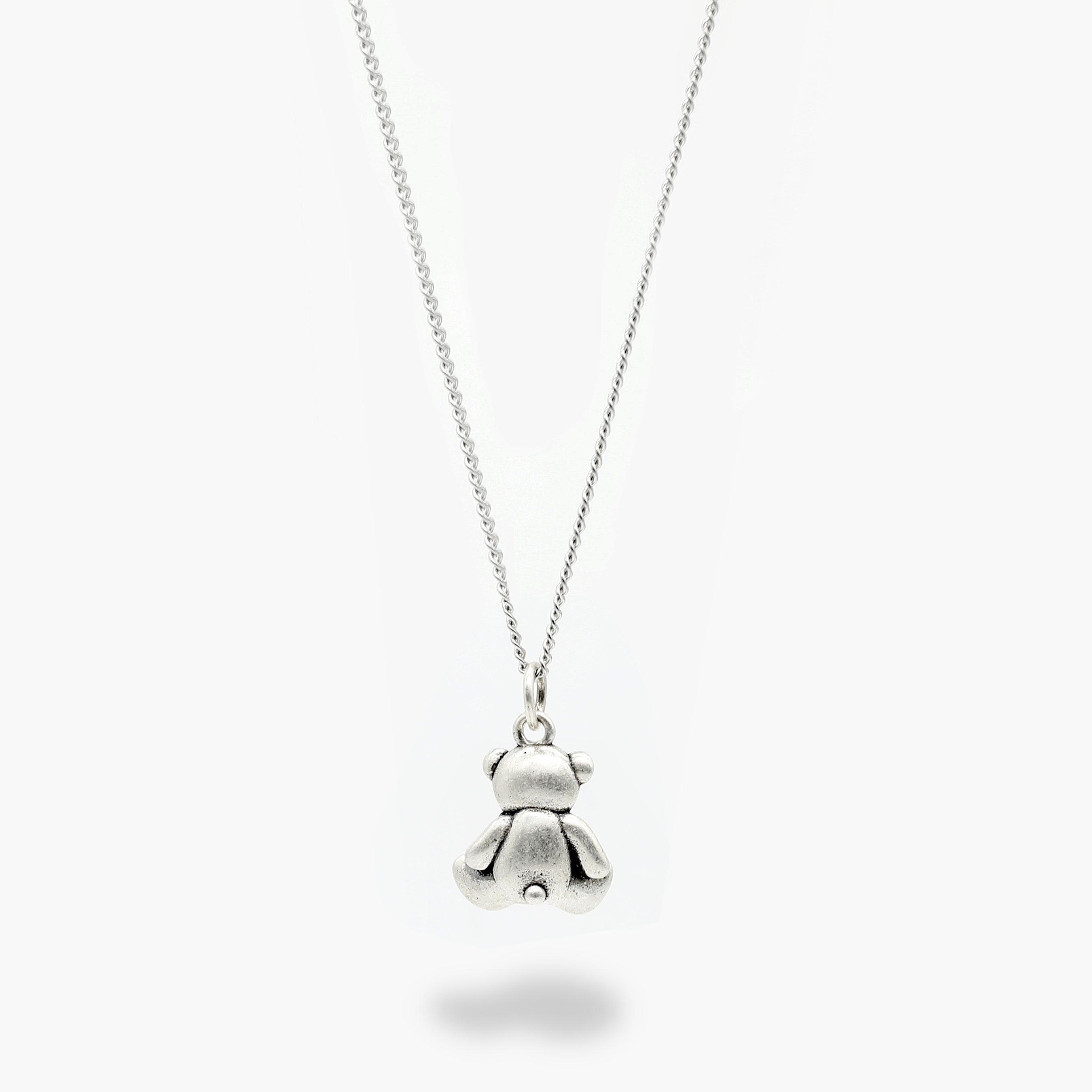 Mini Teddy Bear Silver Necklace-Necklace-Kompsós