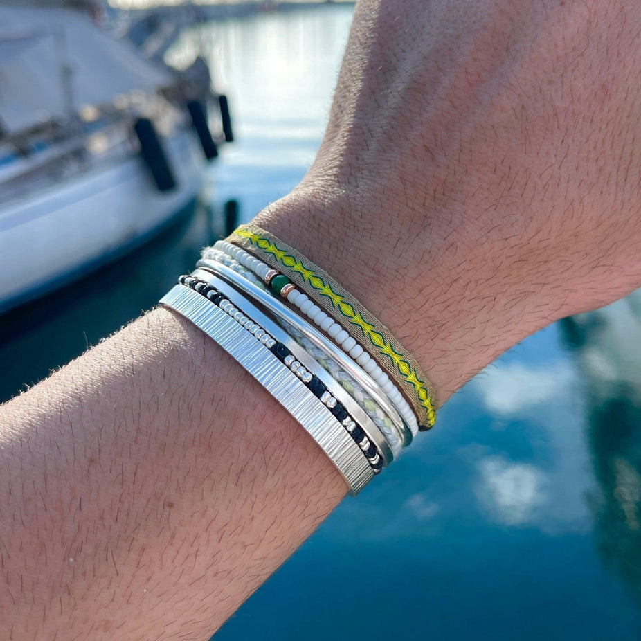 Mini Tube Bright Silver Bangle-Kompsós