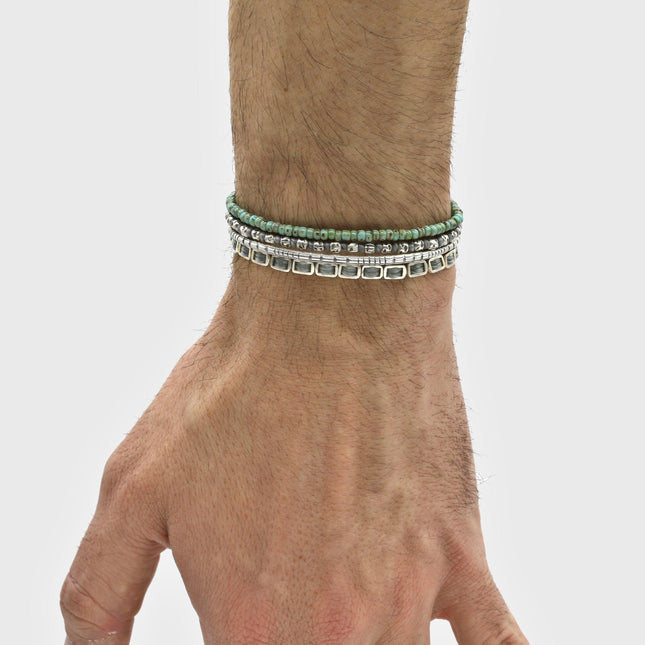 Navajo "Aztec" Silver Bangle-Kompsós