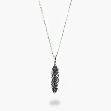 Necklace With Silver Feather Pendant-Necklace-Kompsós