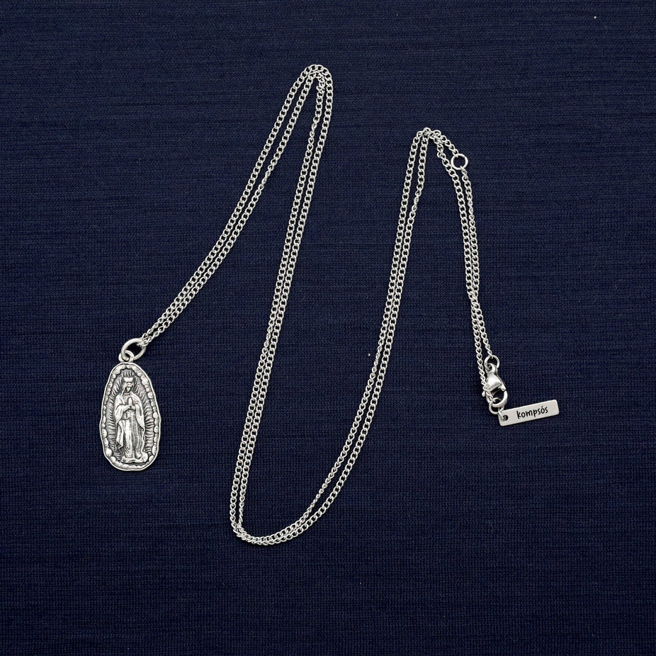Necklace With Silver Virgin Mary Pendant-Necklace-Kompsós