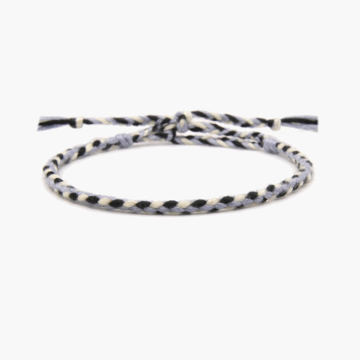 Pranayama Cotton Bracelet (Blue/Cream)-Bracelet-Kompsós