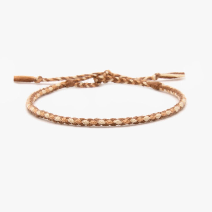 Pranayama Cotton Bracelet (Brown/Cream)-Bracelet-Kompsós