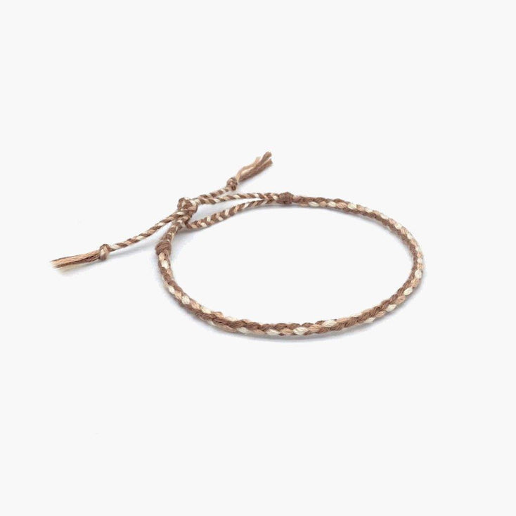 Pranayama Cotton Bracelet (Brown/Cream)-Bracelet-Kompsós
