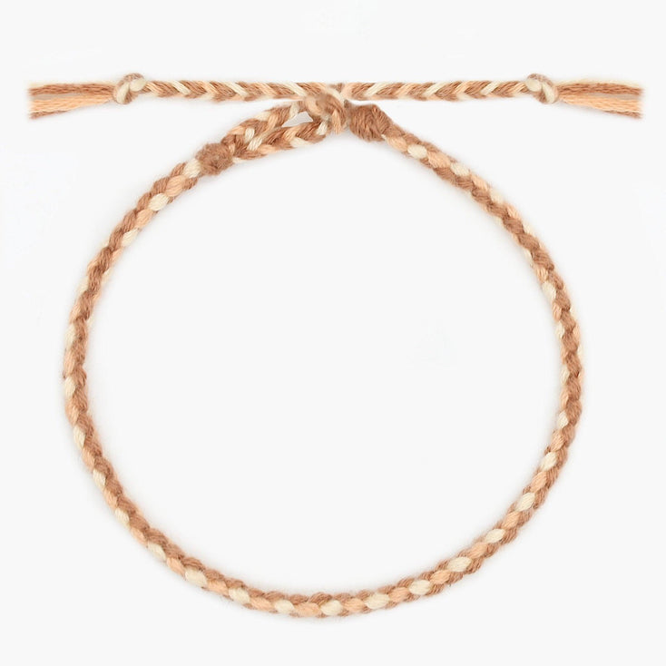 Pranayama Cotton Bracelet (Brown/Cream)-Bracelet-Kompsós