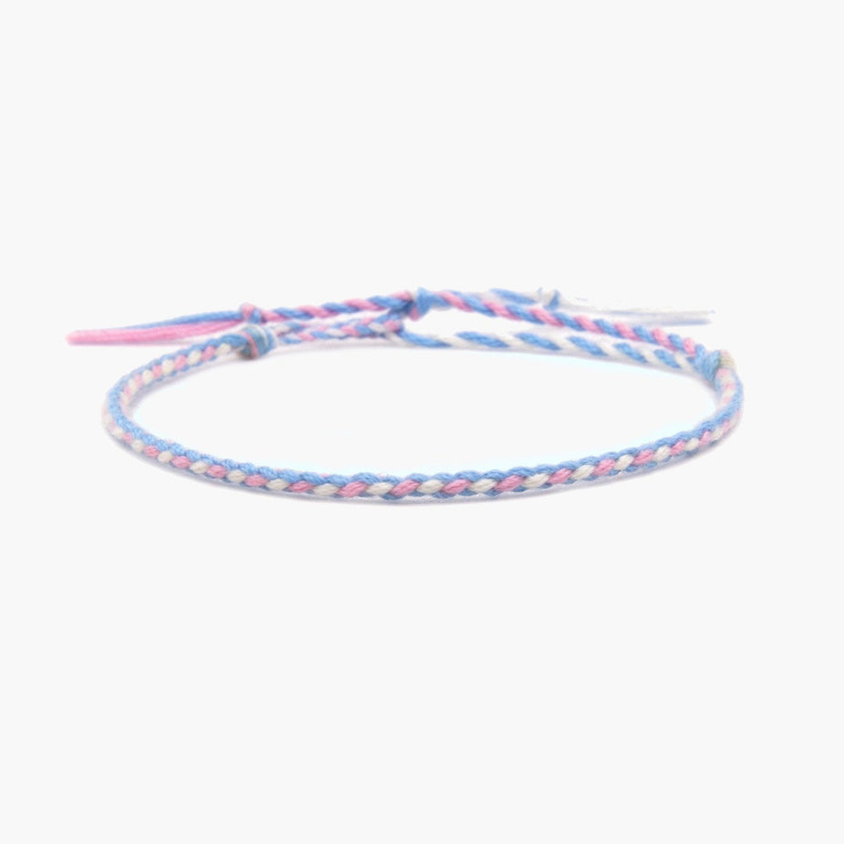 Pranayama Cotton Bracelet (Light Blue/Light Pink)-Kompsós