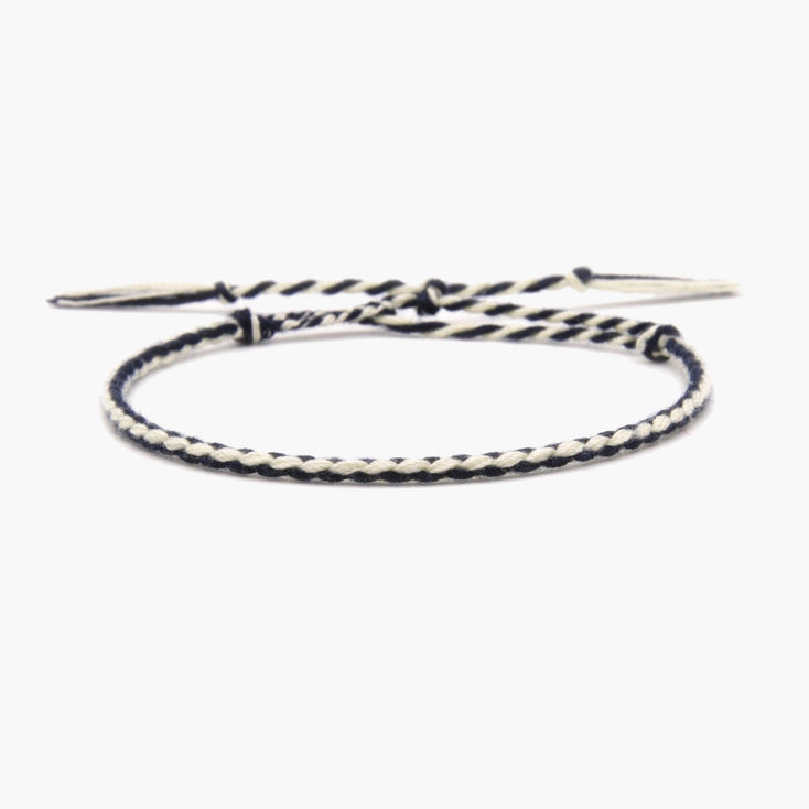 Pranayama Cotton Bracelet (Navy Blue/White)-Bracelet-Kompsós