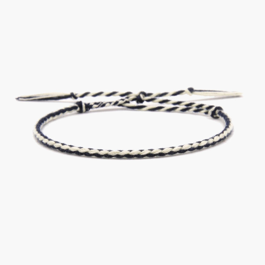 Pranayama Cotton Bracelet (Navy Blue/White)-Kompsós