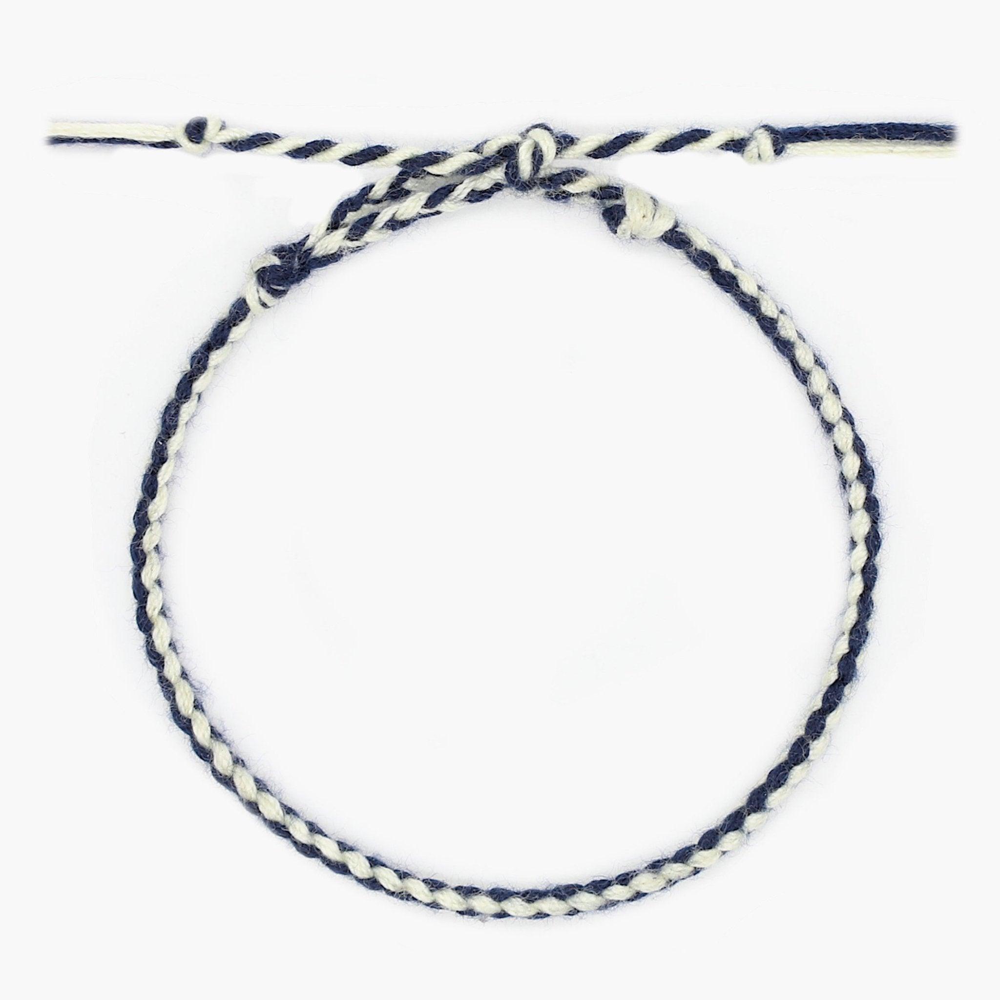 Pranayama Cotton Bracelet (Navy Blue/White)-Kompsós