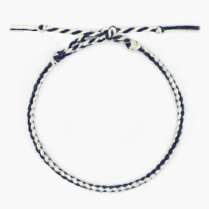 Pranayama Cotton Bracelet (Navy Blue/White)-Bracelet-Kompsós