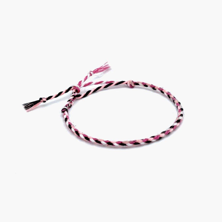 Pranayama Cotton Bracelet (Pink/Black)-Bracelet-Kompsós
