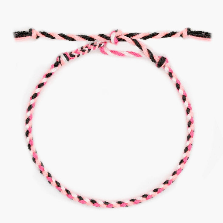 Pranayama Cotton Bracelet (Pink/Black)-Bracelet-Kompsós