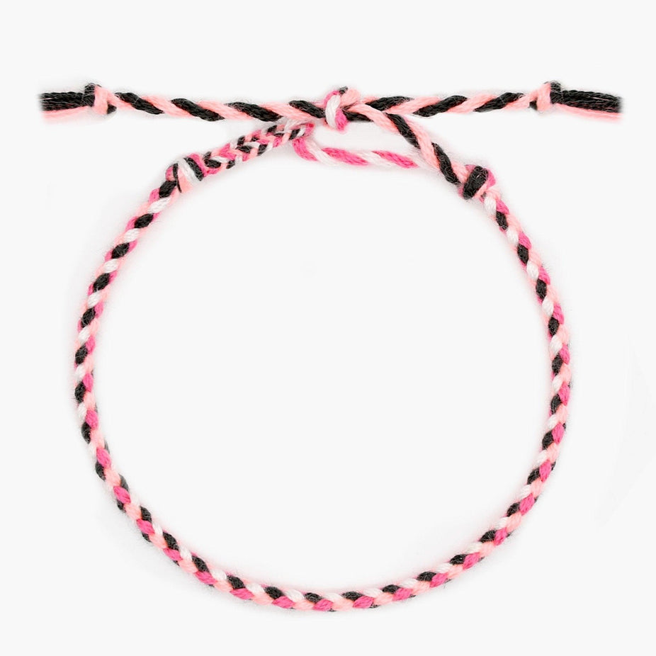 Pranayama Cotton Bracelet (Pink/Black)-Kompsós