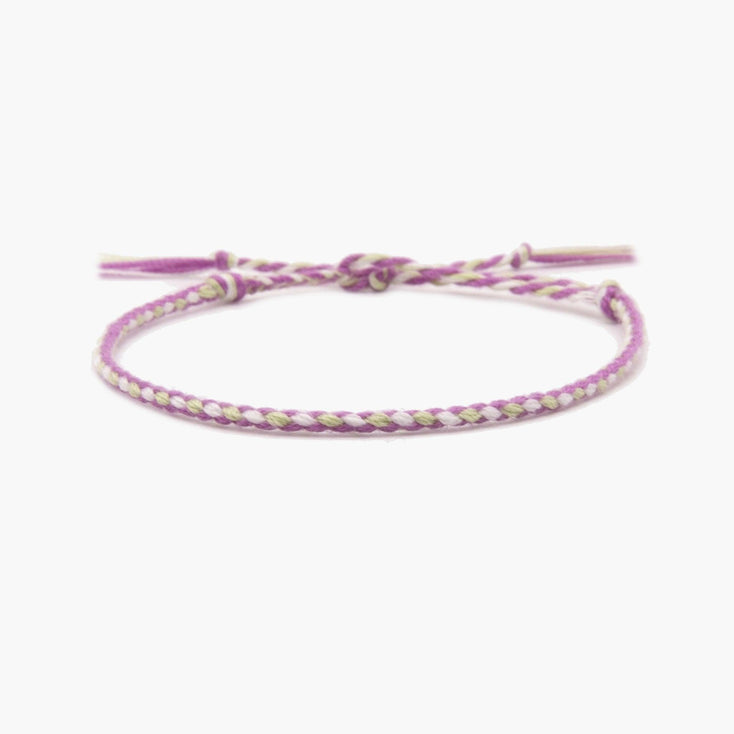 Pranayama Cotton Bracelet (Pink/Light Green)-Bracelet-Kompsós