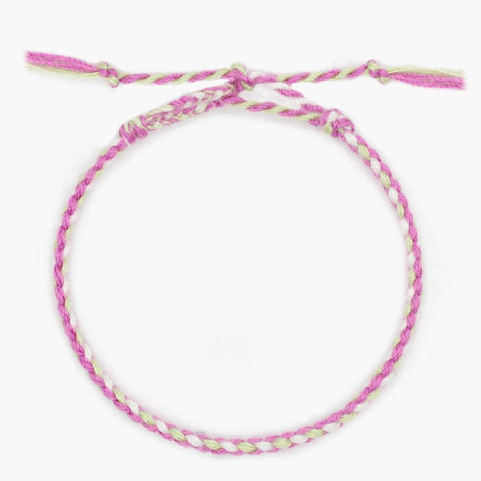 Pranayama Cotton Bracelet (Pink/Light Green)-Kompsós