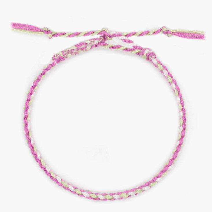 Pranayama Cotton Bracelet (Pink/Light Green)-Bracelet-Kompsós