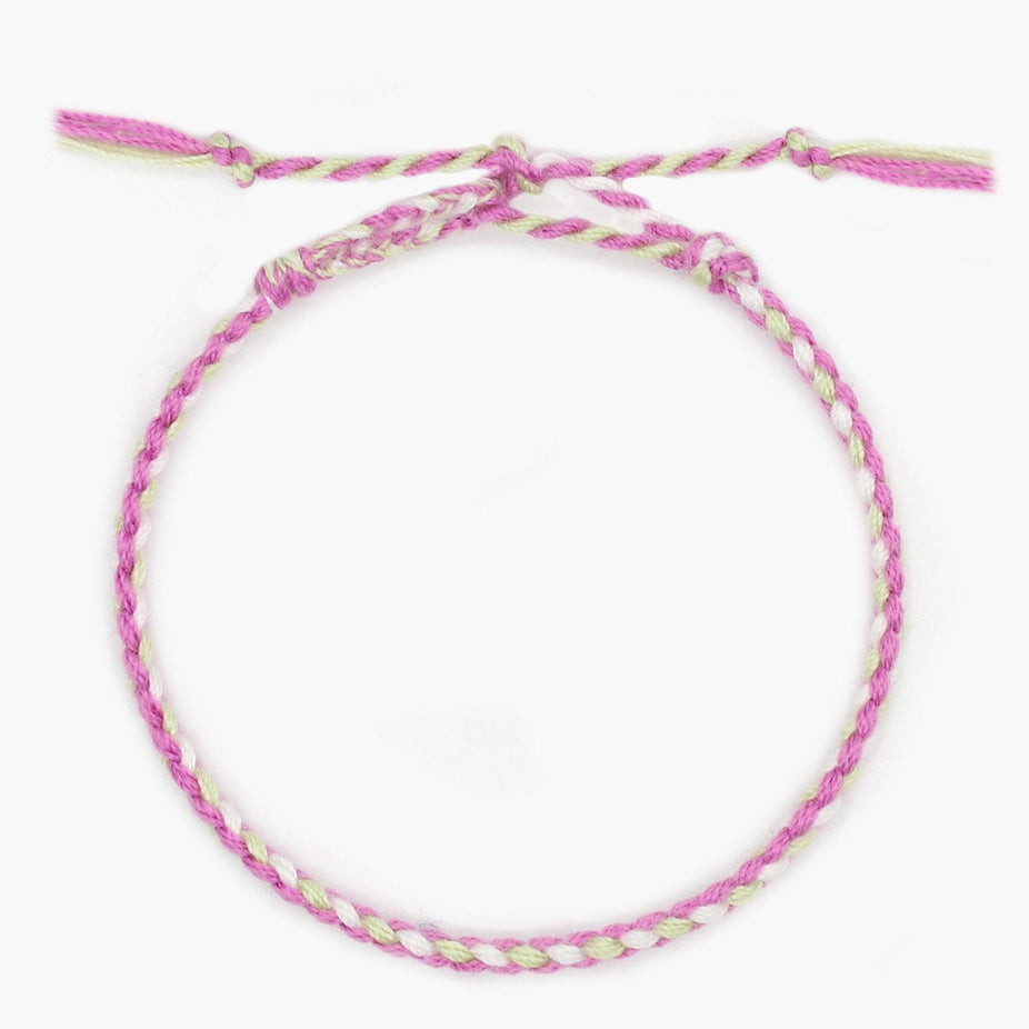 Pranayama Cotton Bracelet (Pink/Light Green)-Kompsós