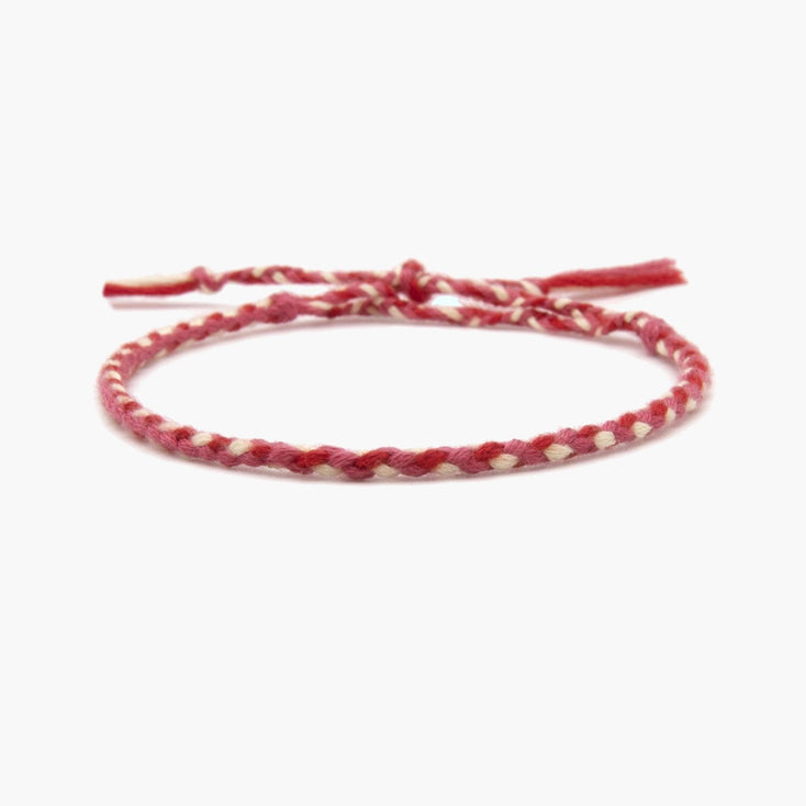Pranayama Cotton Bracelet (Red/Cream)-Bracelet-Kompsós