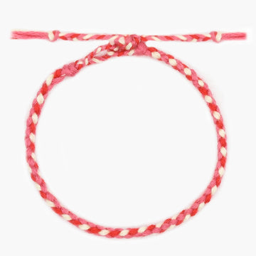 Pranayama Cotton Bracelet (Red/Cream)-Kompsós