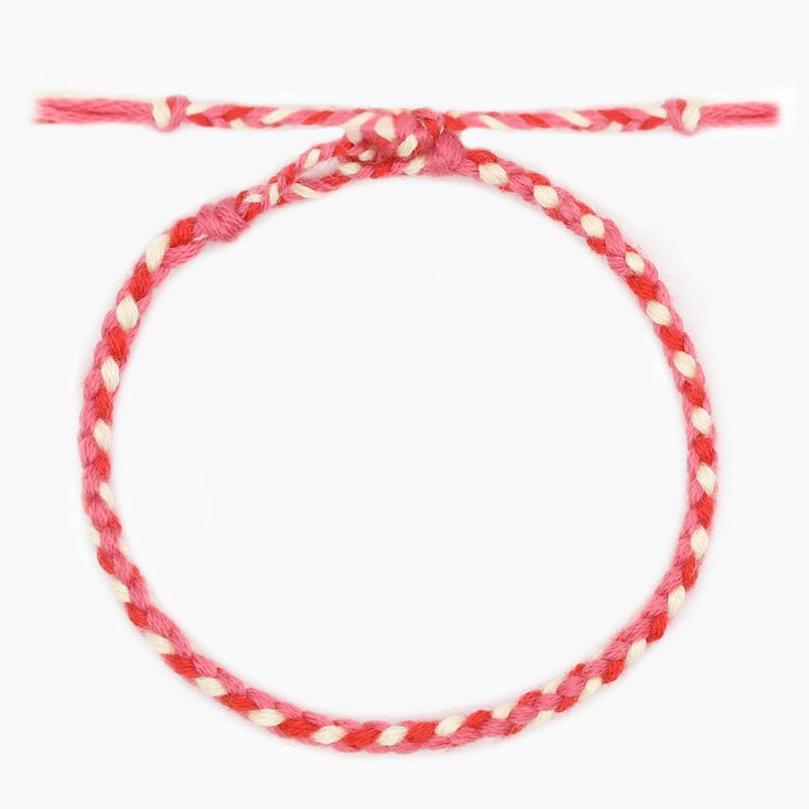Pranayama Cotton Bracelet (Red/Cream)-Bracelet-Kompsós