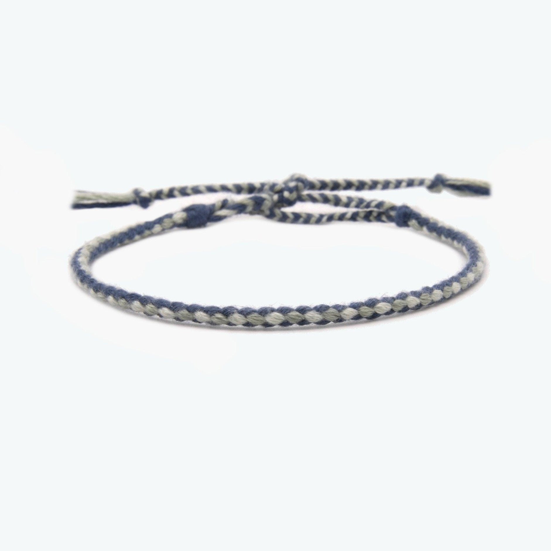 Pranayama Cotton Bracelet (White/Blue)-Kompsós