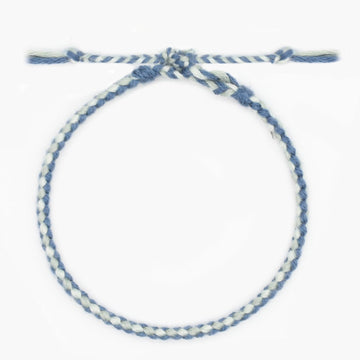 Pranayama Cotton Bracelet (White/Blue)-Kompsós
