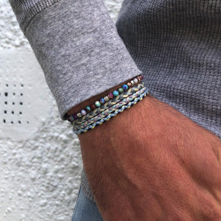 Pranayama Cotton Bracelet (Yellow/Blue)-Bracelet-Kompsós