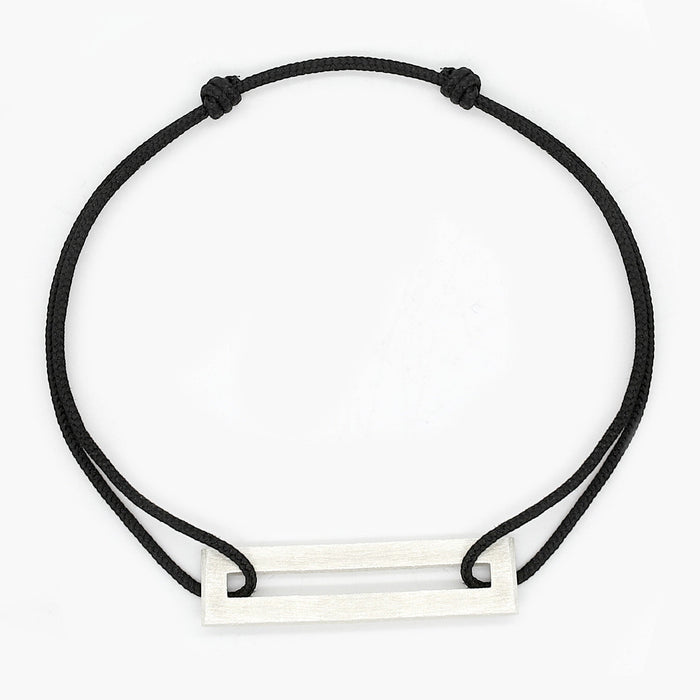 Rope Bracelet With Sterling Silver Bar (Black)-Jewelry-Kompsós