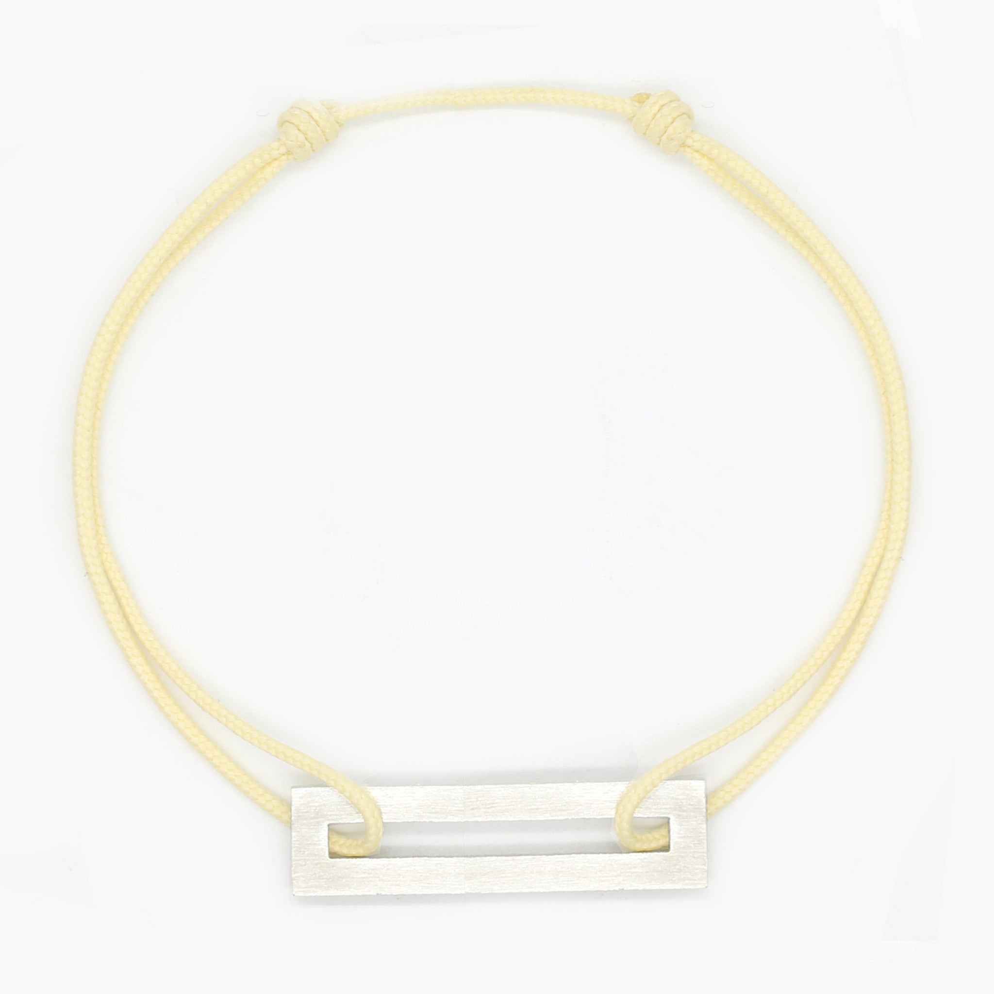 Rope Bracelet With Sterling Silver Bar (Cream)-Jewelry-Kompsós