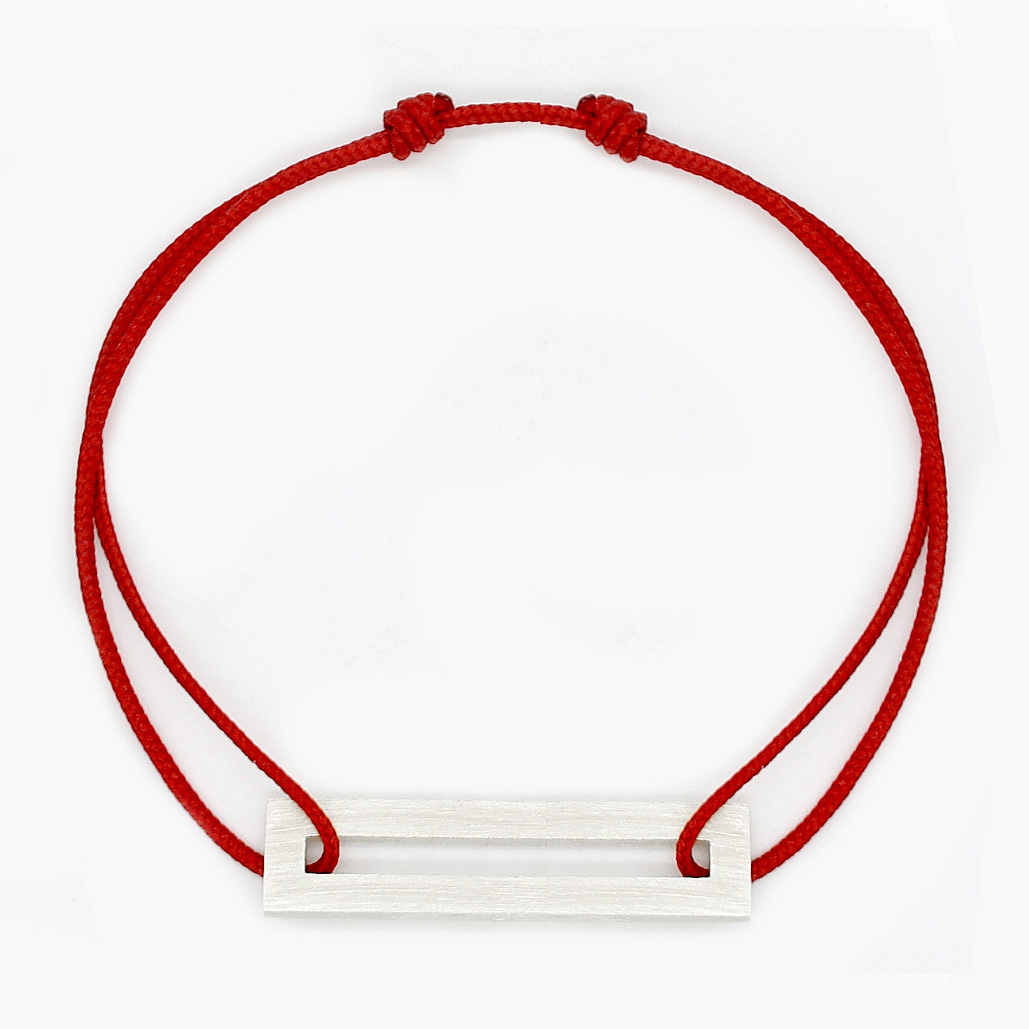 Rope Bracelet With Sterling Silver Bar (Red)-Jewelry-Kompsós