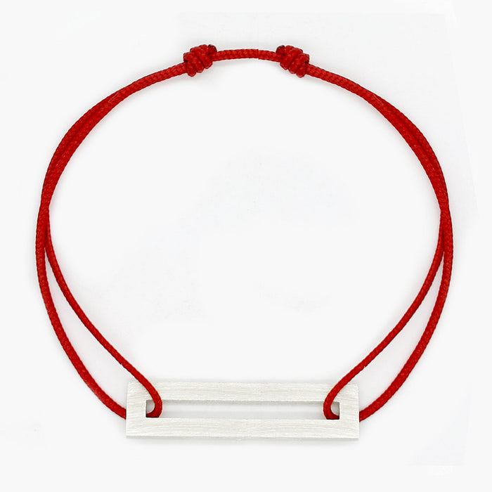 Rope Bracelet With Sterling Silver Bar (Red)-Jewelry-Kompsós