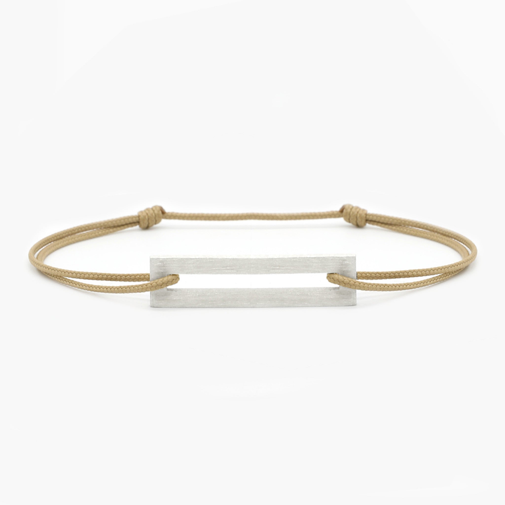 Rope Bracelet With Sterling Silver Bar (Sand)-Jewelry-Kompsós