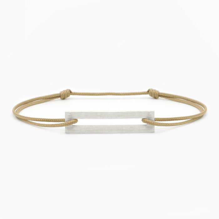 Rope Bracelet With Sterling Silver Bar (Sand)-Jewelry-Kompsós