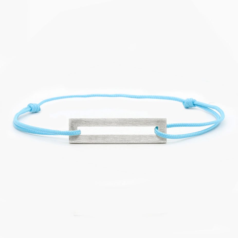 Rope Bracelet With Sterling Silver Bar (Santorini Blue)-Jewelry-Kompsós
