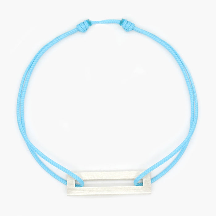 Rope Bracelet With Sterling Silver Bar (Santorini Blue)-Jewelry-Kompsós
