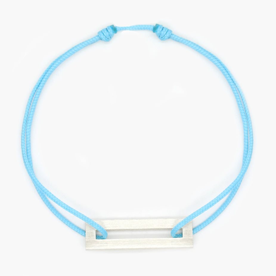 Rope Bracelet With Sterling Silver Bar (Santorini Blue)-Jewelry-Kompsós