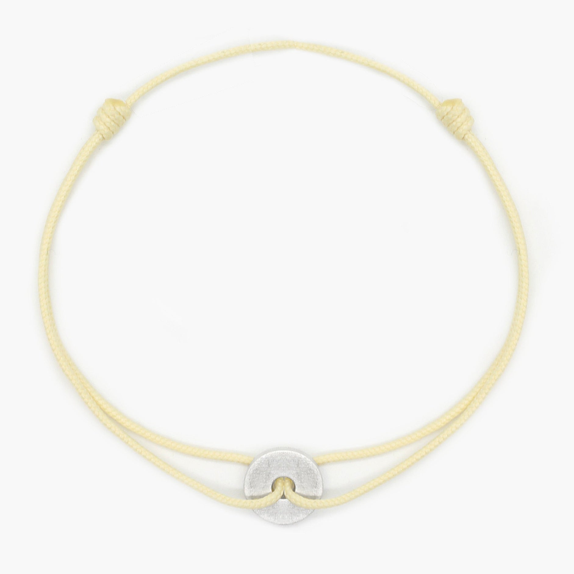 Rope Bracelet With Sterling Silver Round Button (Cream)-Jewelry-Kompsós