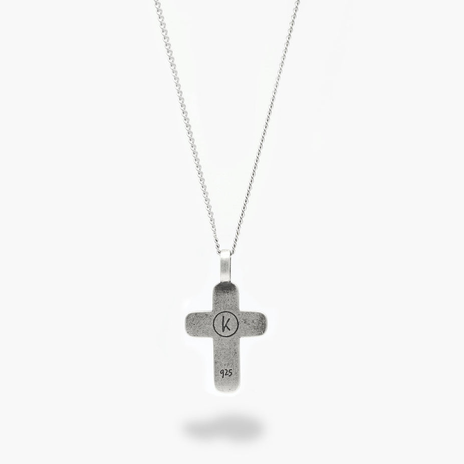 Silver Cross Necklace With Freshwater Pearls-Necklace-Kompsós